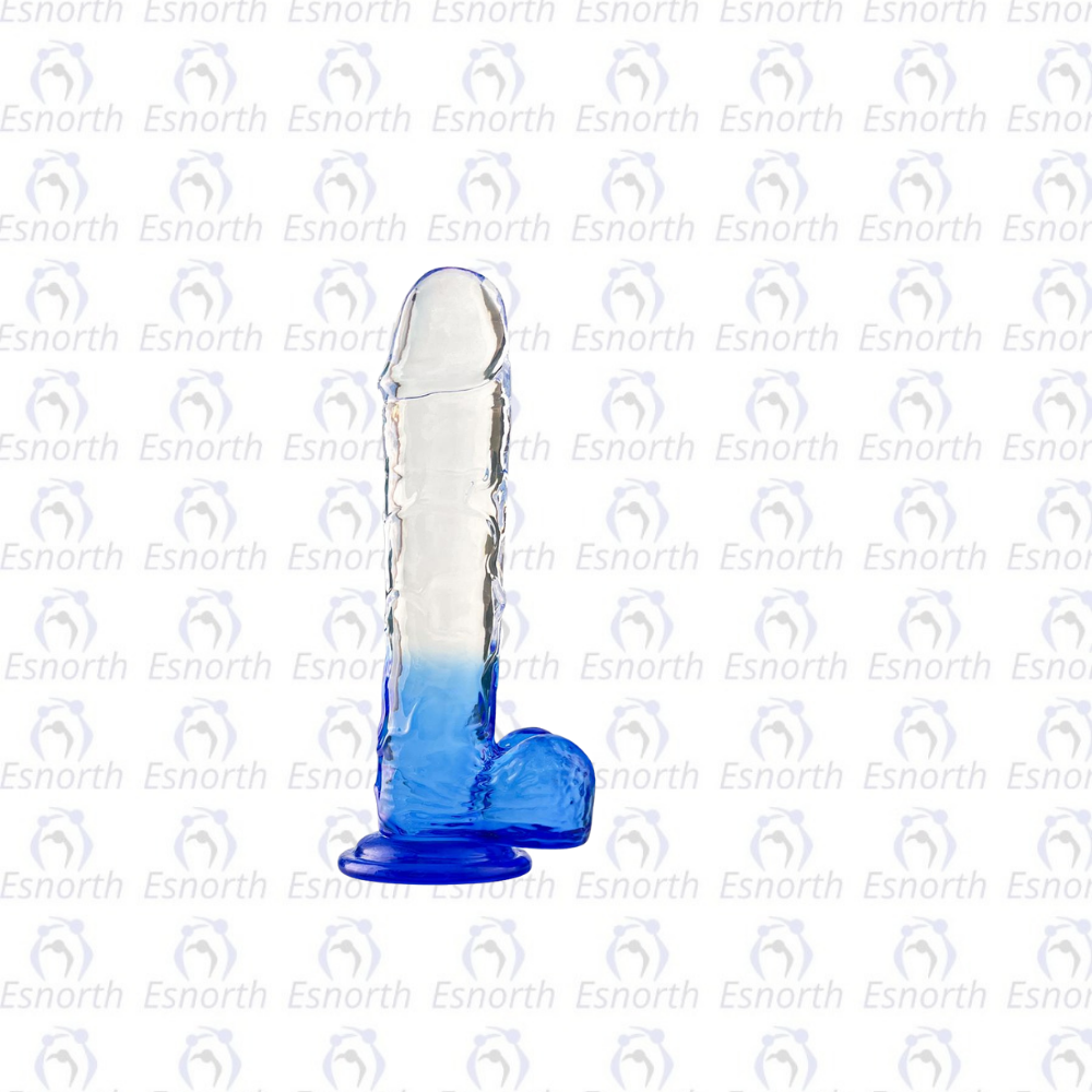 Silikon Şeffaf Mavi Realistik Dildo 20 cm - Realistik Penisler detay görseli 2