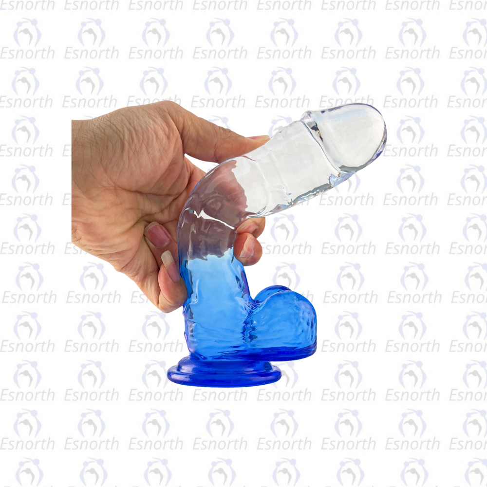 Silikon Şeffaf Mavi Realistik Dildo 20 cm - Realistik Penisler detay görseli 3