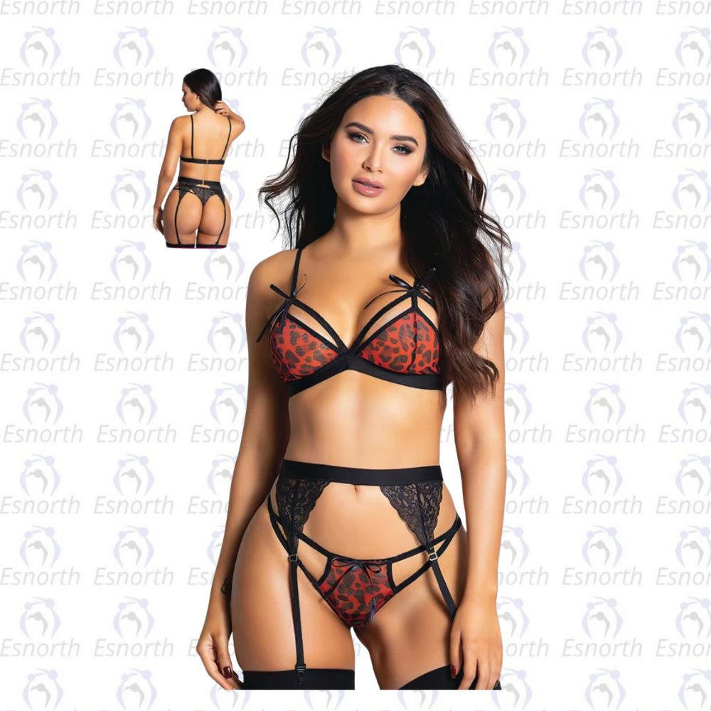 Seksi Kırmızı Siyah Jartiyer Takım - Kadın Fantezi Kostüm detay görseli 2