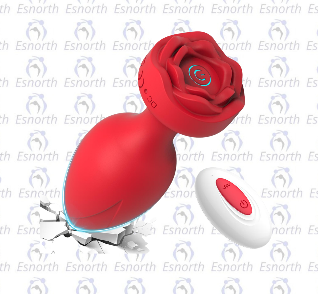 Uzaktan Kumandalı Gül Şekilli Anal Vibrator Kırmızı - Titreşimli Anal Pluglar detay görseli 3