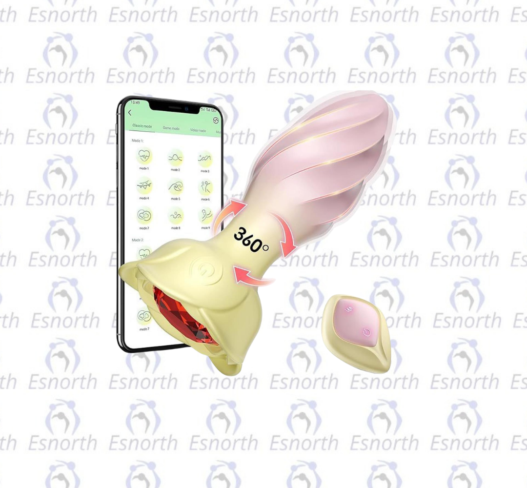 Akıllı Uygulama Kontrollü Çiçek Tasarımlı 360° Döner Vibratör - Telefon Kontrollü Vibratörler görseli